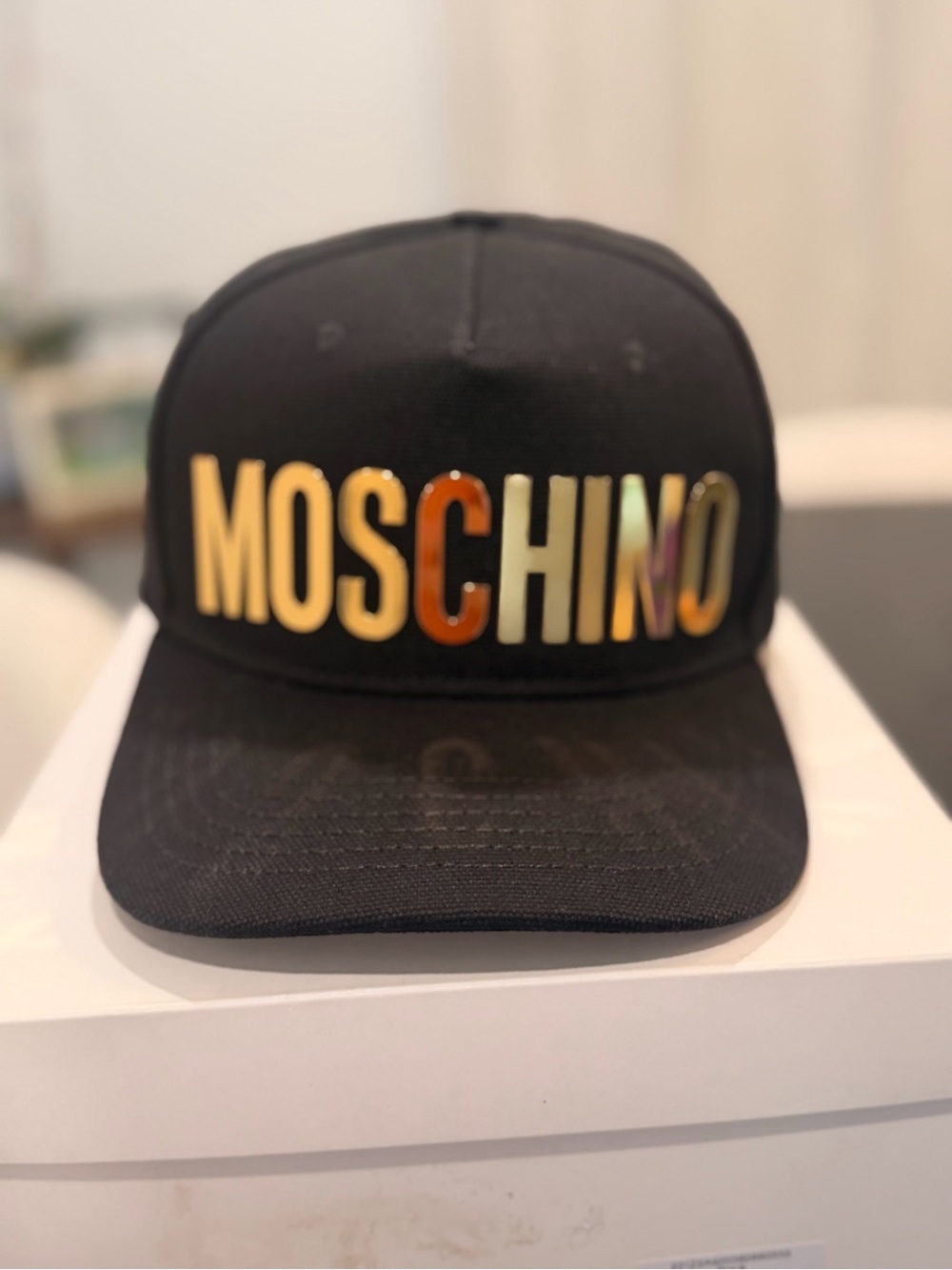 Moschino Black Baseball Cap with Branded Interior Tape